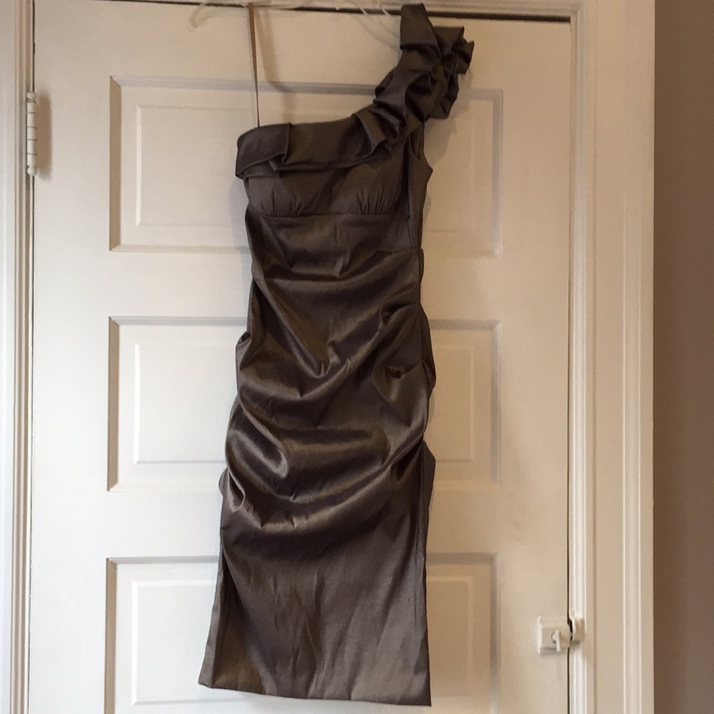 Gorgeous Copper One Shoulder Stunning Cache’ Dress